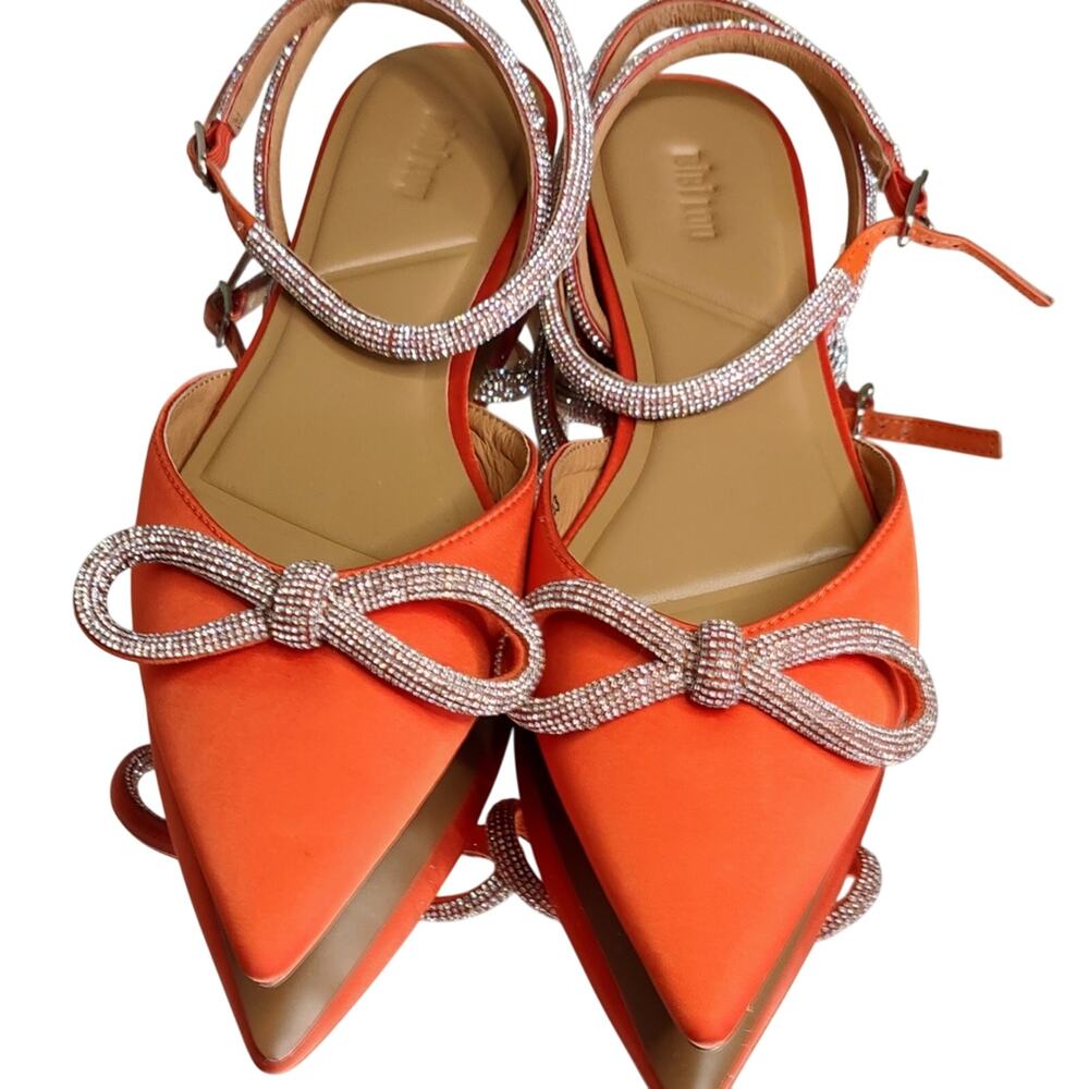 BIBI LOU BOW FLAT SANDALS WITH CRYSTALS SIZE EU 40